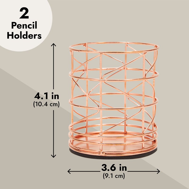 Rose Gold Pen and Makeup Brush Holder - Desk Organizer Cup