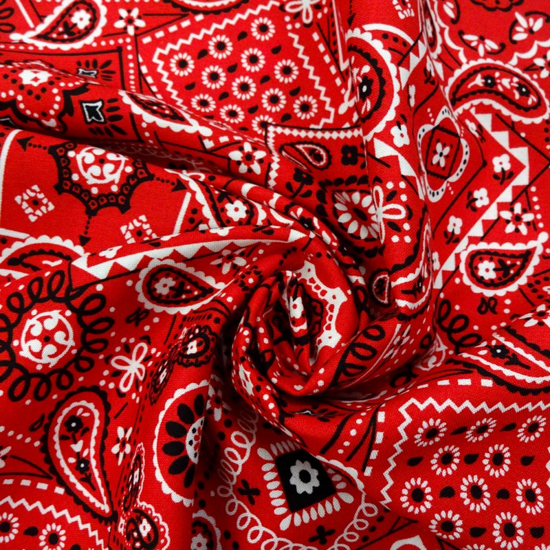 Cotton Bandana Print Fabric 1 Yard - Red for Quilting & Sewing, 44" Wide, 2 Pack