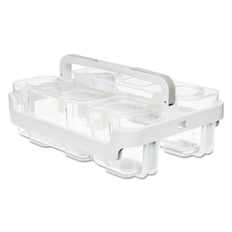 Stackable Caddy Organizer with Removable Plastic Bins - White, 14" x 10.5"