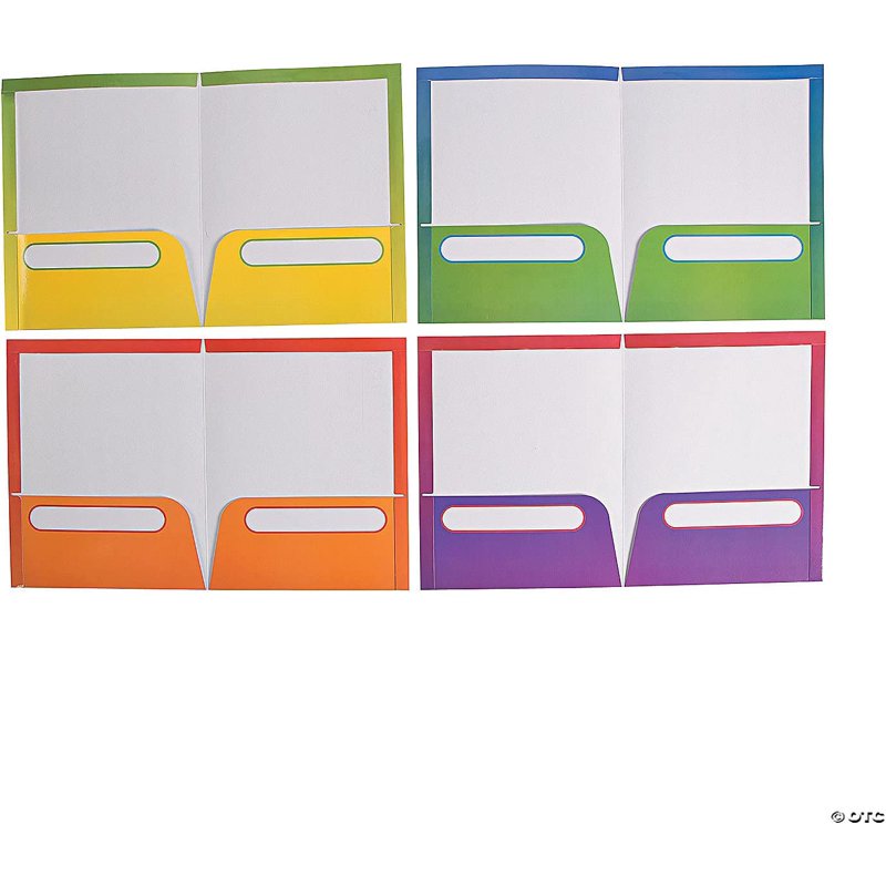 Classwork Pocket Folders - Laminated School Paper Holders, 12 Pieces