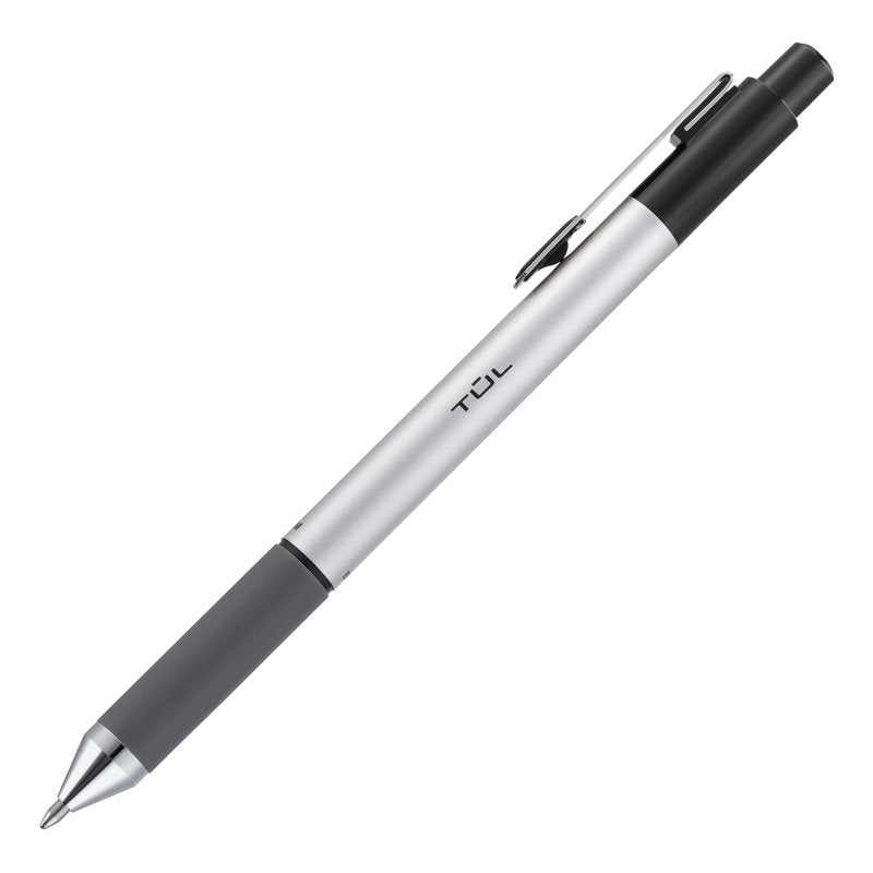 Retractable Ballpoint Pens Medium Point 1.0mm Silver Barrel Black Ink Pack of 12