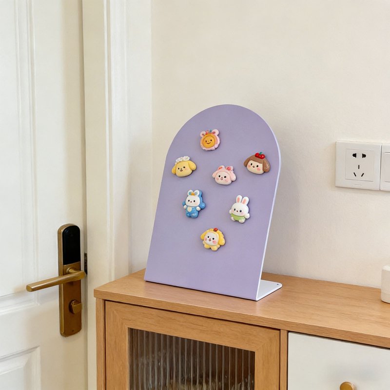 Metal Magnetic Message Board - Reusable Iron Memo Display, Purple