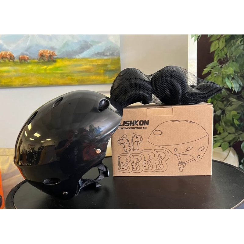 Kids Bicycle Helmet with Knee, Elbow & Wrist Pads - Ultralight Safety Gear Set