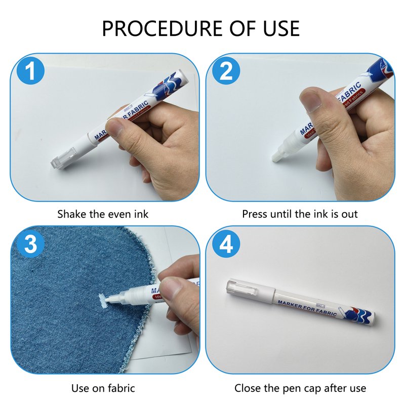 Water-Resistant Fabric Marker 2mm for Clothing, Leather, Canvas, Jeans