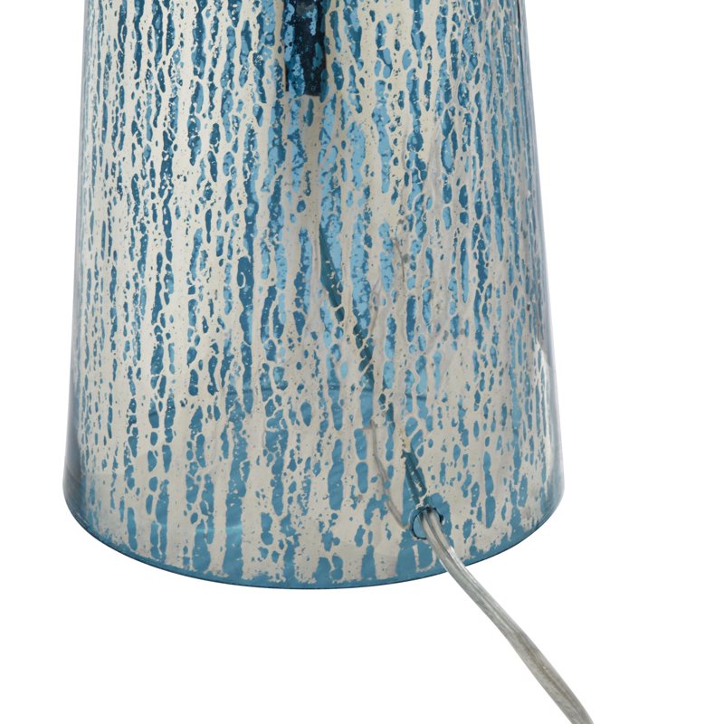 Modern Mercury Glass Table Lamp with White Drum Shade - 30 Inch Tall