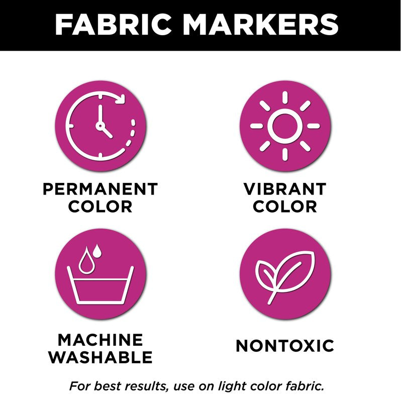 3 Pack Fabric Markers with Fine and Brush Tips - Permanent & Washable