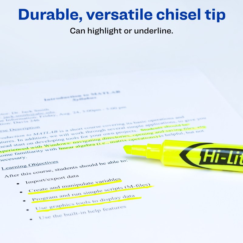 Highlighter Set 36 Fluorescent Yellow Desk-Style Markers - Smear-Resistant, Precise Chisel Tip
