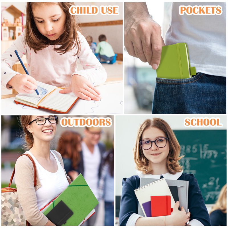 6 Pack Small Leather Pocket Notebooks - Compact A6 Journals for Note Taking