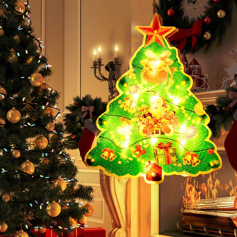 Battery Operated Christmas Window Hanging Lights with Suction Cups - Indoor Holiday Decor