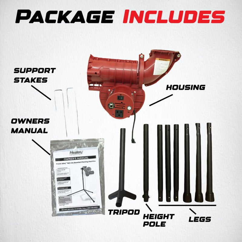 Baseball Pitching Machine with Adjustable Speed & 360° Swivel Head