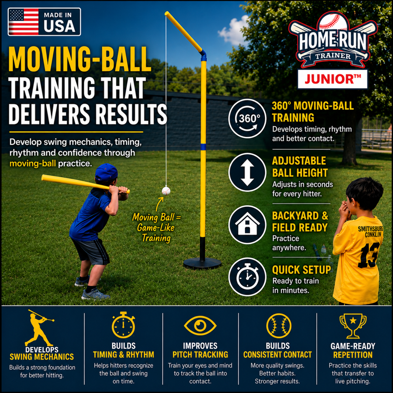 Kids Baseball & Softball Swing Trainer - Adjustable Batting Practice Aid for Beginners