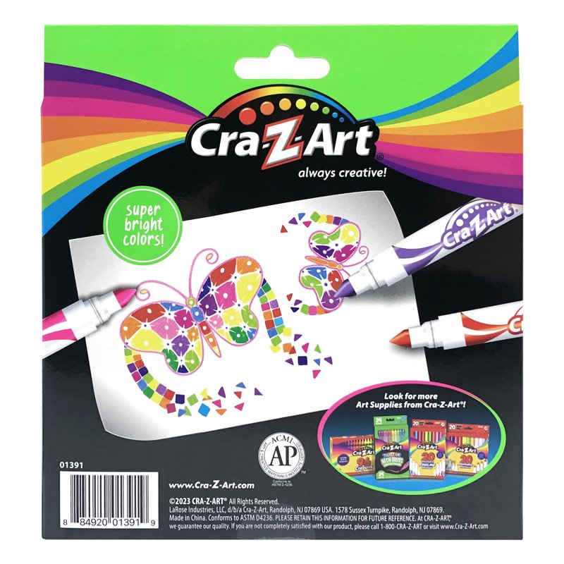 Neon Broad Line Markers Set - 20 Bright Colors for Arts & Crafts