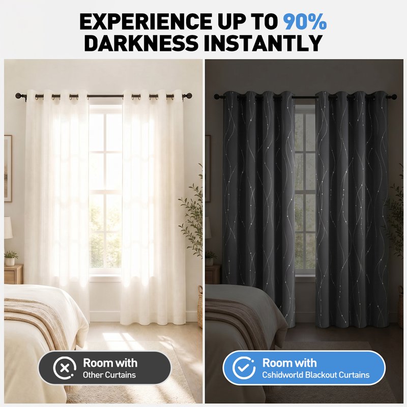 Blackout Curtains Set of 2 - Thermal Insulated Room Darkening Window Drapes