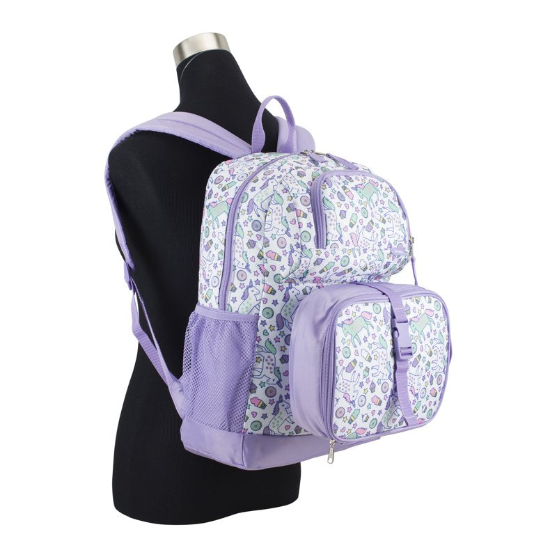 Unisex 4-Piece School Backpack Set with Lunch Box Shoe Pouch and Organizer