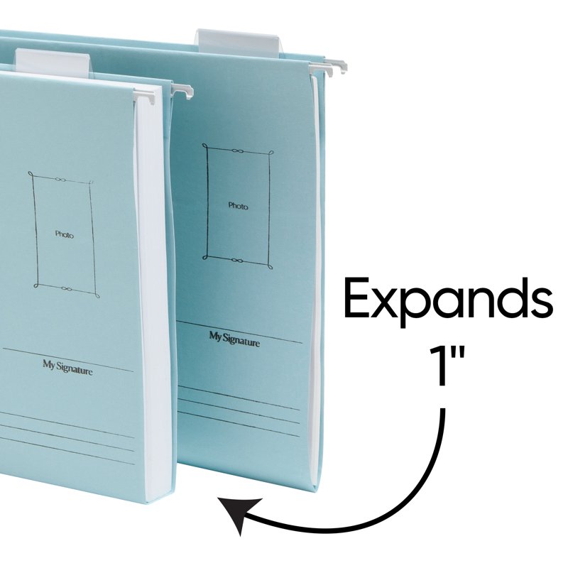 School Memory Hanging File Folders Set - 6 Blue Letter Size Organizer