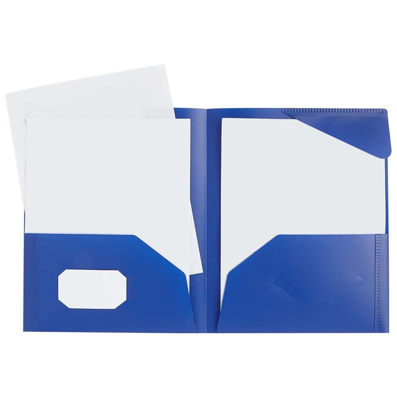 Colorful 2-Pocket Plastic Folder with Prong Fasteners - Letter Size Office & School File Organizer