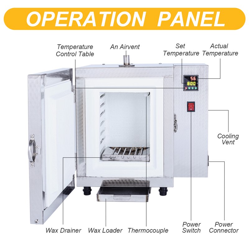 Jewelry Casting Furnace with Temperature Control 800°C - Burnout Oven Machine