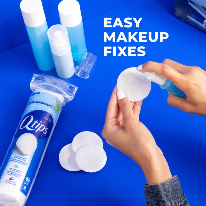 Cotton Rounds Makeup Remover Pads with Aloe Vera - 80 Count