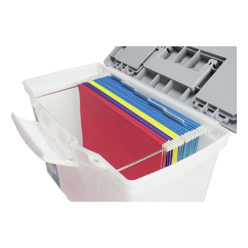 Portable File Box with Organizer Lid - 12x14.5x10.5 Inches, Plastic, Clear