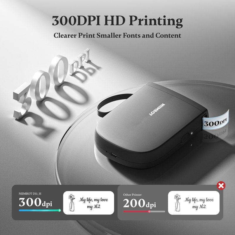 Wireless Bluetooth Label Maker Portable Printer HD 300 dpi Inkless Labels