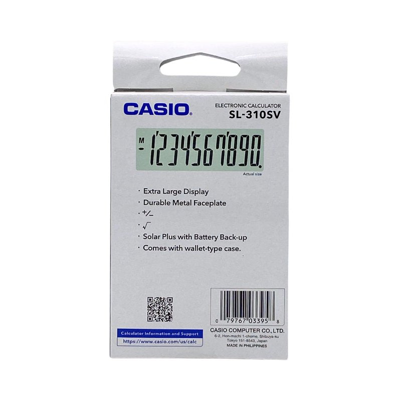 Casio 10-Digit Basic Calculator with Protective Case - Solar Power