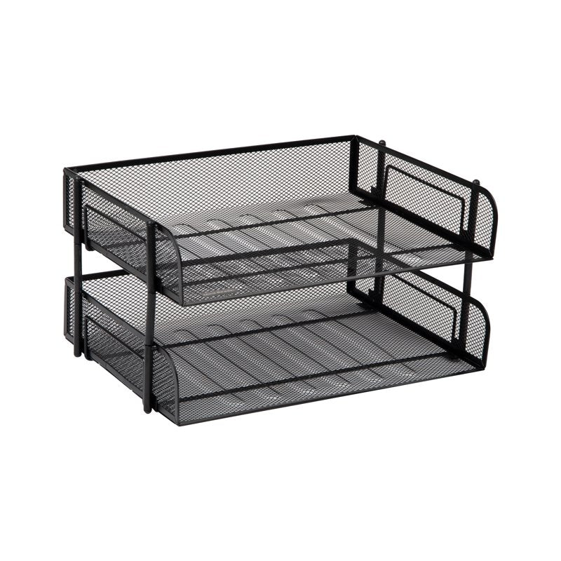 Stackable Metal Mesh File Holders 2-Pack Desktop Organizer Office Storage