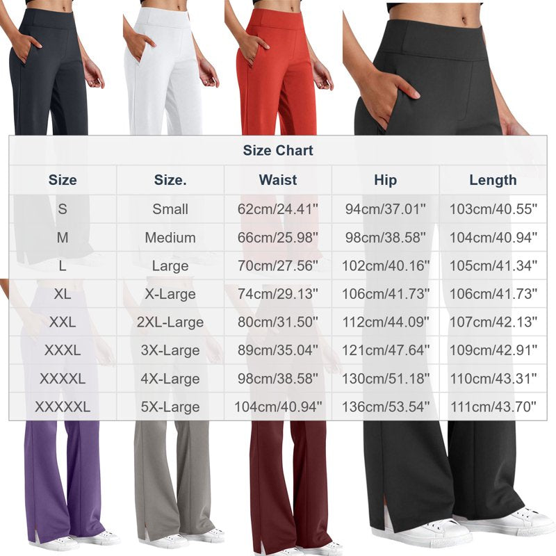 High Waist Flare Yoga Leggings with Pockets - Plus Size Workout Pants