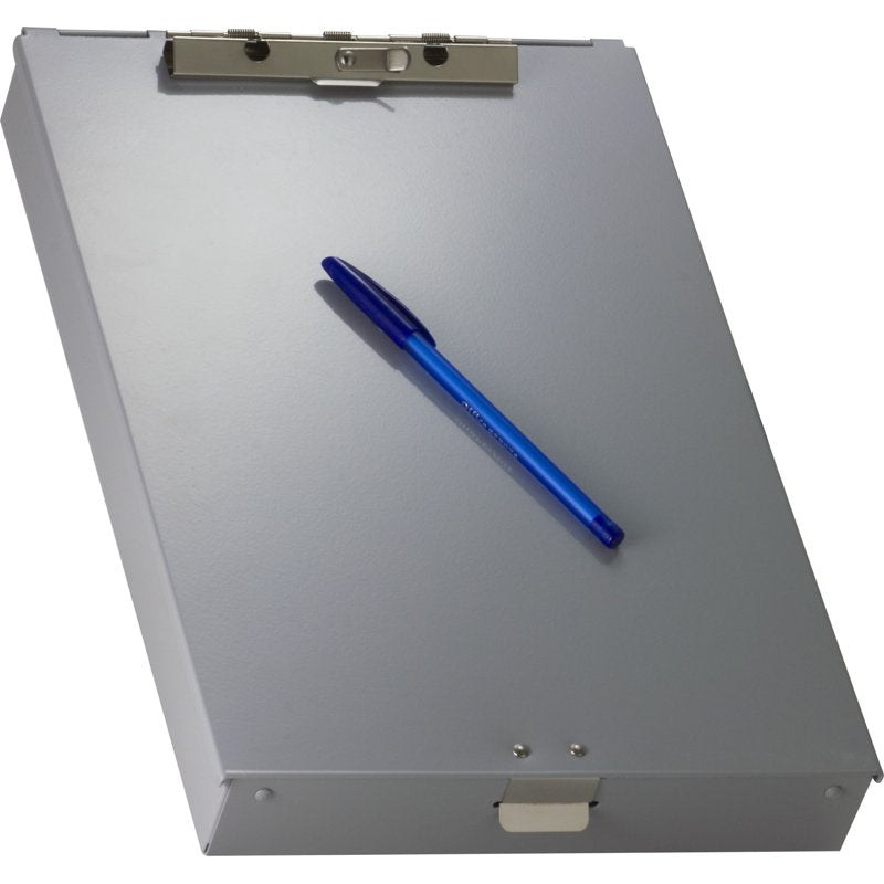 Aluminum Clipboard with Steel Clip and Storage Compartments, 8.5 x 12 inches