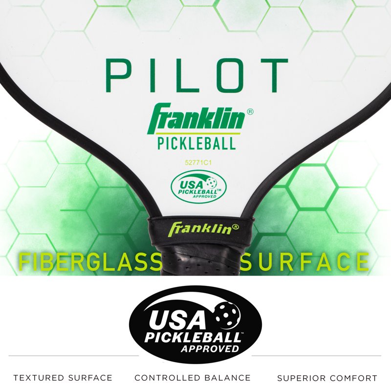 Pilot Pickleball Paddle - 10mm Polypropylene Core USAPA Approved (White/Green) Lightweight