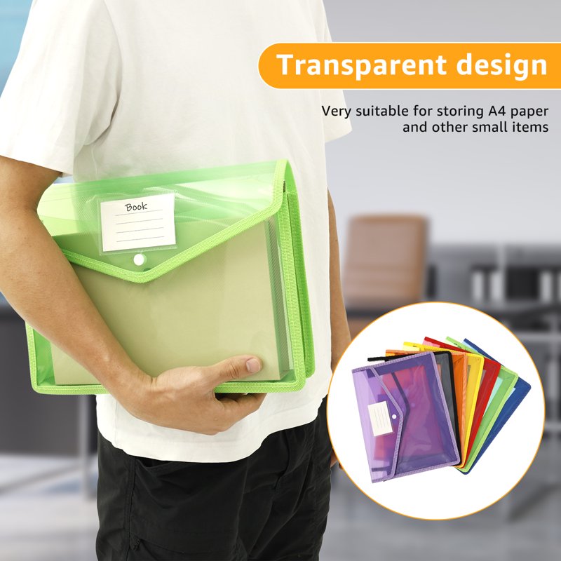 Large Plastic File Folder Organizer Set - A4 Legal Size Expandable Document Holders, Clear, 7 Pack
