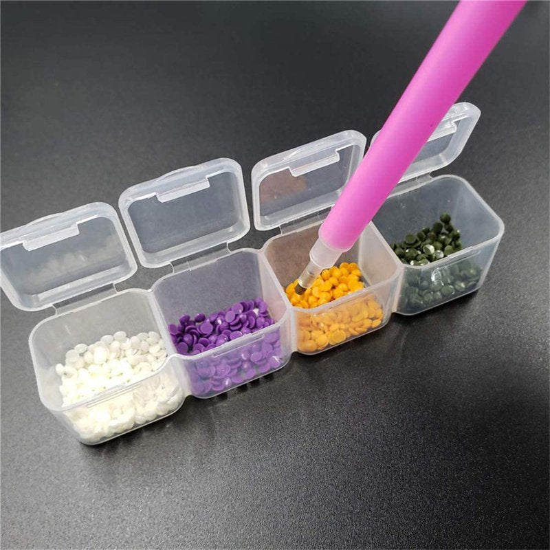 Diamond Bead Storage Box with 28 Compartments and Labels - Plastic Organizer Container