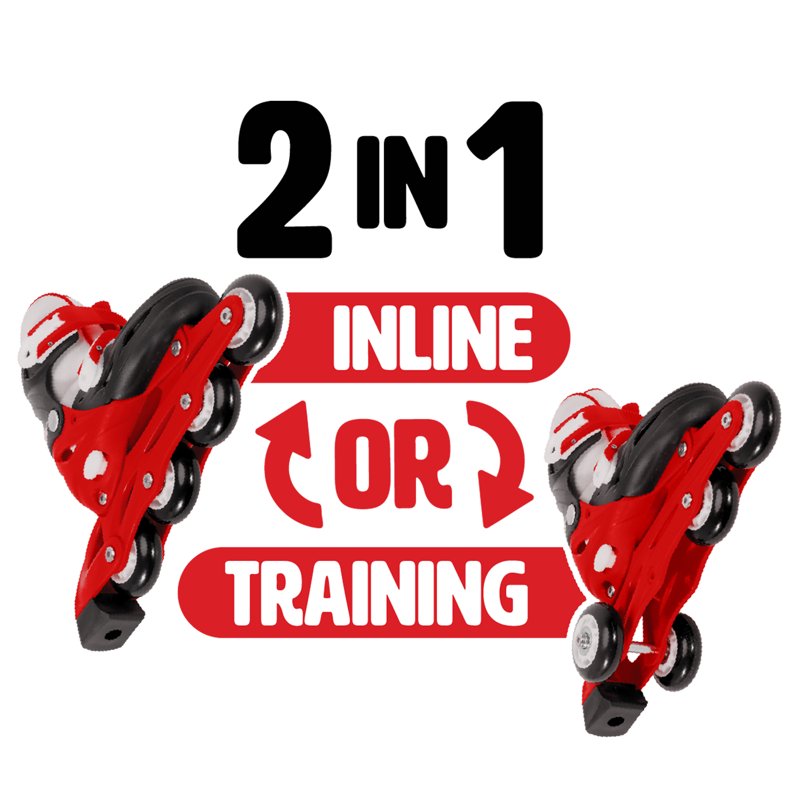 Adjustable Inline Skates and Helmet Set for Youth 12-2 - Red & Teal