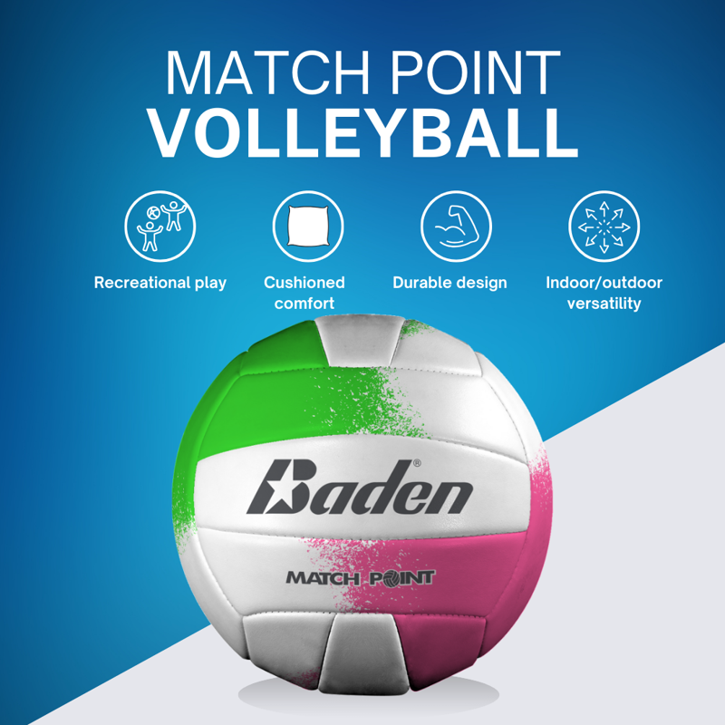 Official Size Recreational Volleyball - Cushioned Synthetic Leather, Indoor & Outdoor Use