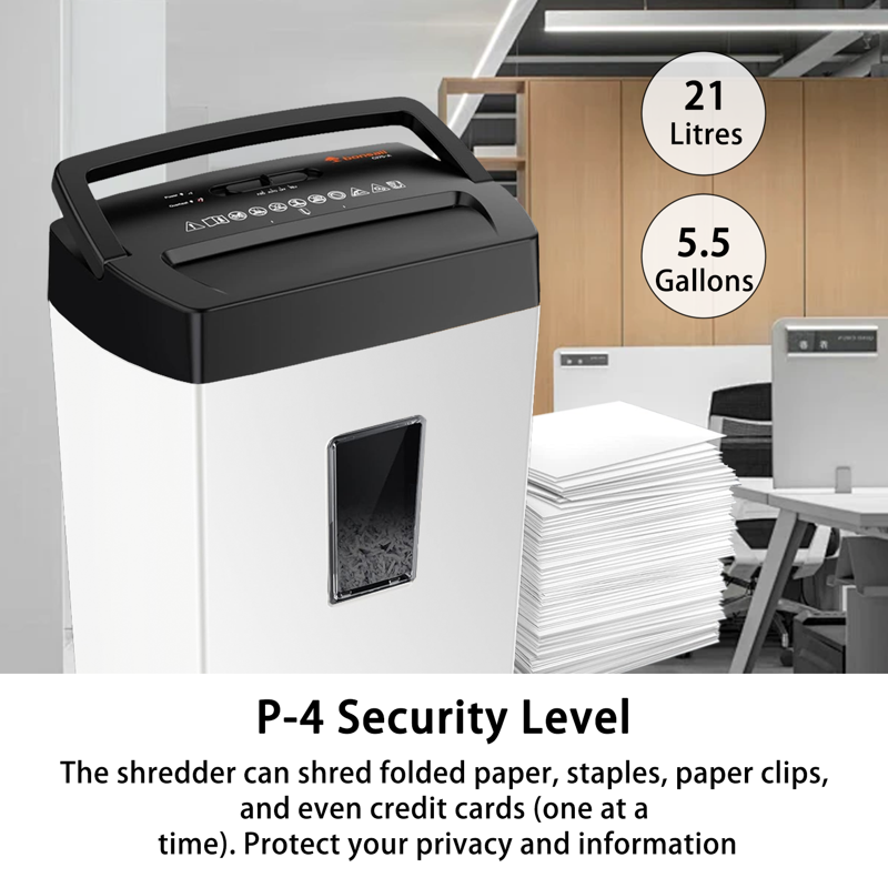 Heavy-Duty Cross-Cut Paper Shredder 12 Sheets Security Level P-4 with 5.5-Gallon Bin