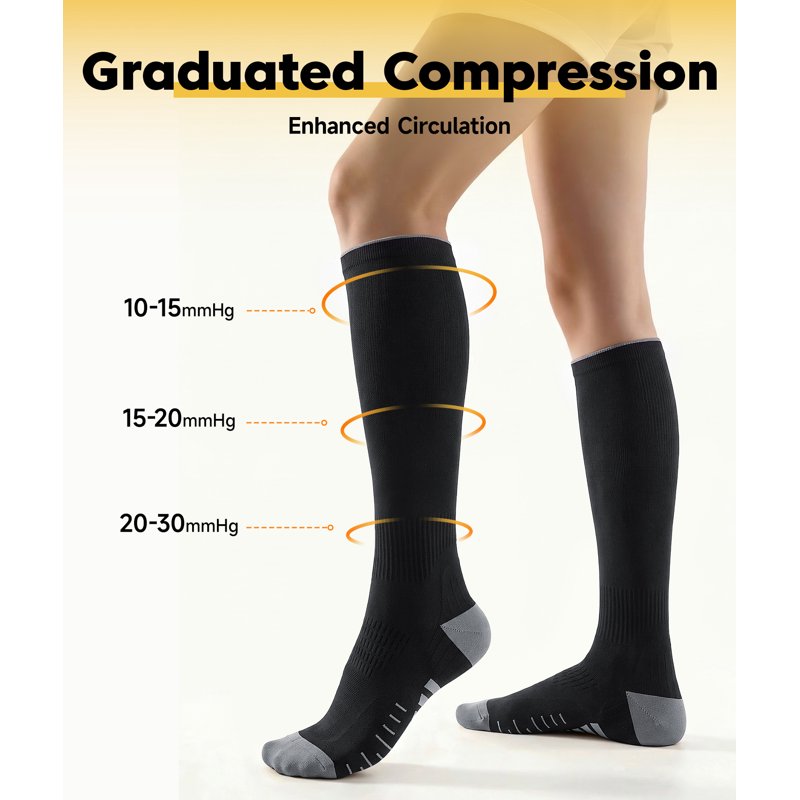 Unisex Compression Socks 20-30mmHg Support for Travel Running Sports