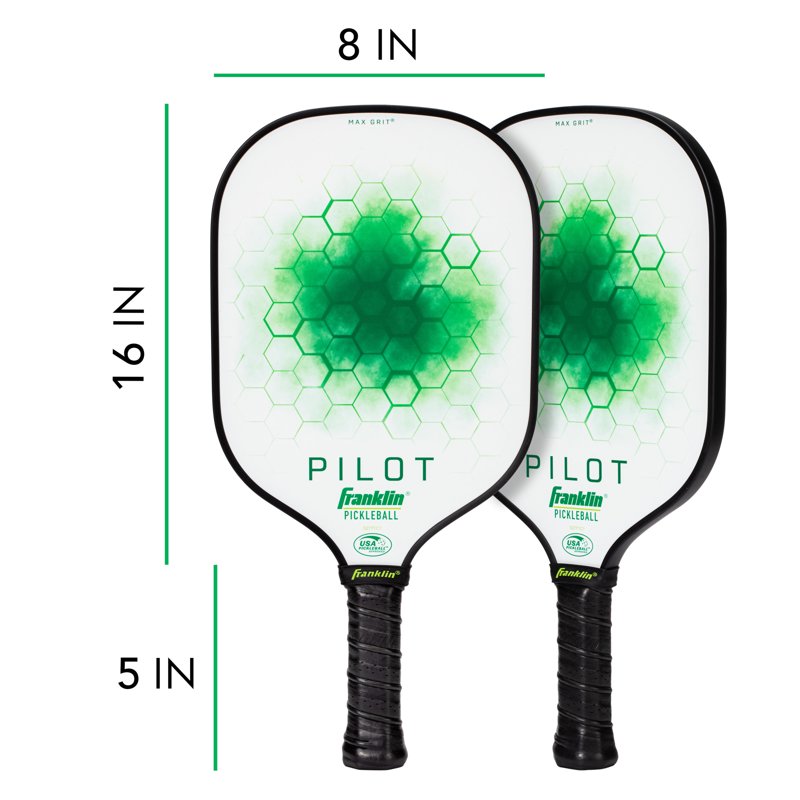 Pilot Pickleball Paddle - 10mm Polypropylene Core USAPA Approved (White/Green) Lightweight