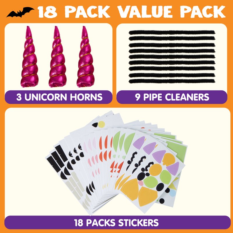Variation of THIS listing: 18 Pack 6 Designs Halloween Foam Pumpkin Stickers - Joyfy Craft Kit