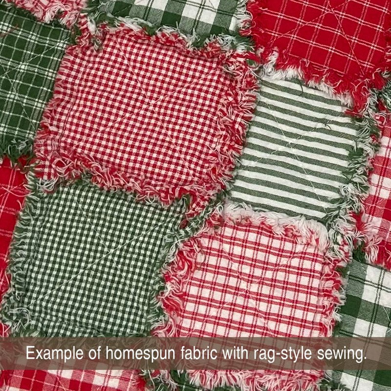 Cotton Homespun Fabric by the Yard - Green White Stripe for Quilting & Crafts