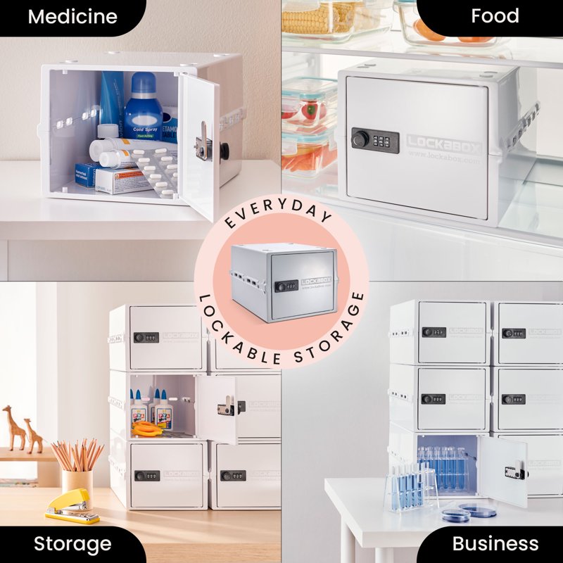 Lockable Food & Medicine Storage Box 10L with Combination Lock - White
