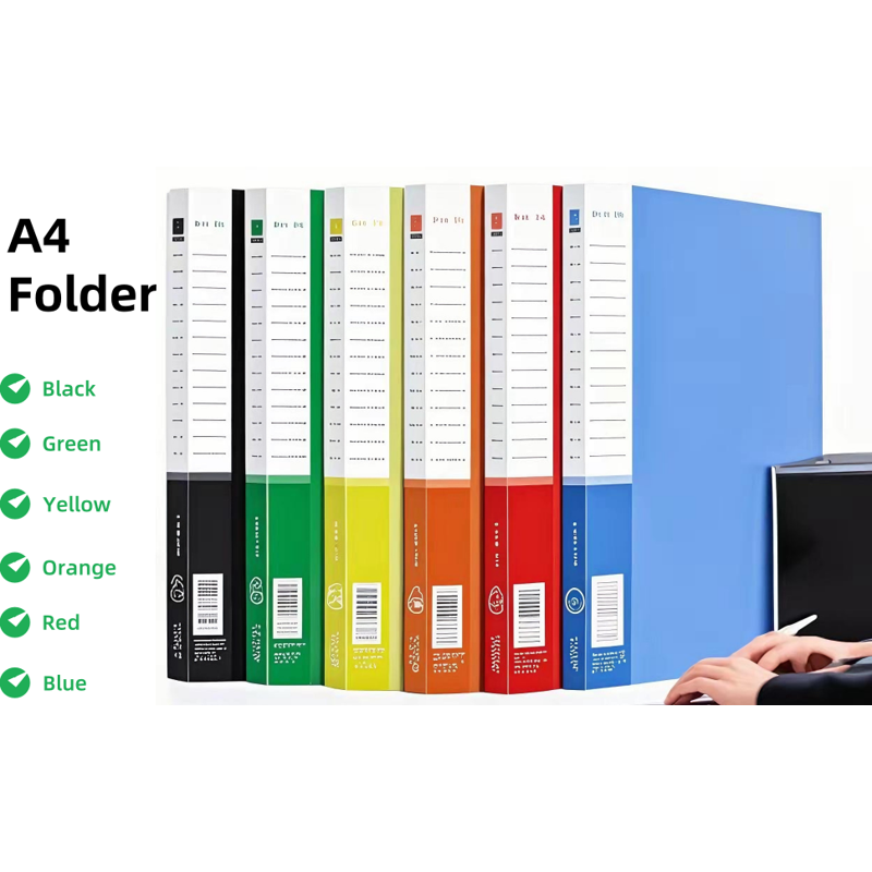 A4 Double Clip File Folders Pack of 6 - Punchless Report Covers for Office & Documents