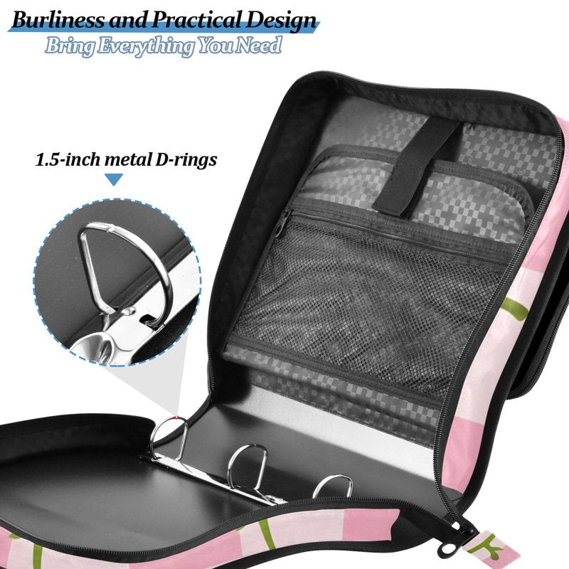Zipper Binder Folder with Multiple Pockets 3-Ring Organizer Bag