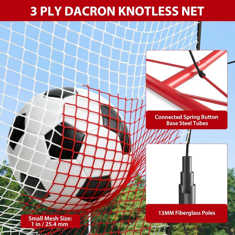 Soccer Rebounder 2-in-1 Spot Target, Double-Sided Trainer 6'x4.6' & 6'x1.4'