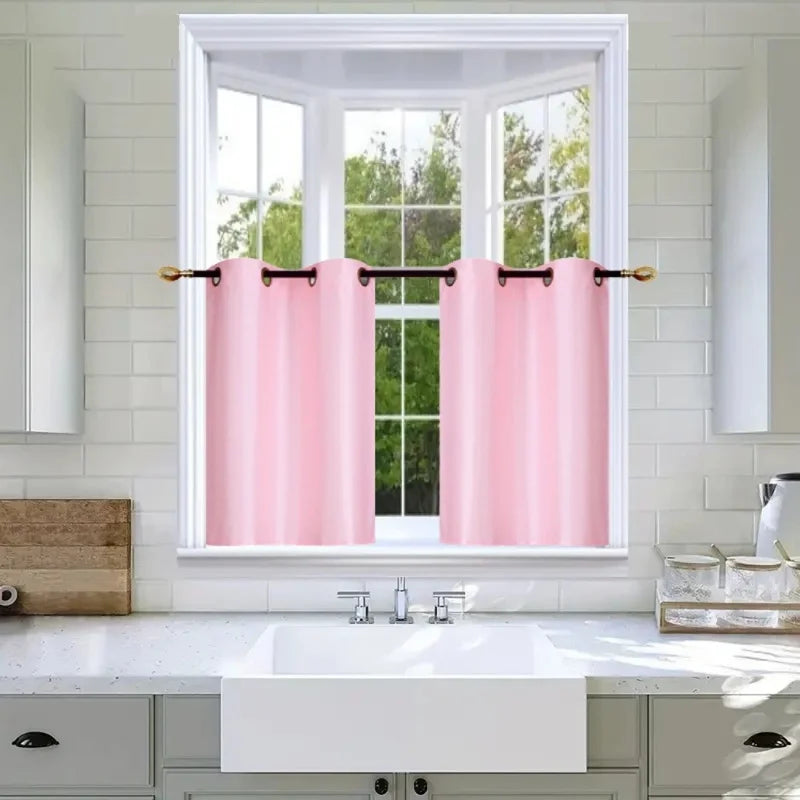 2-Piece Short Window Curtain Set with Foam Backing Grommet Panels - Multiple Colors