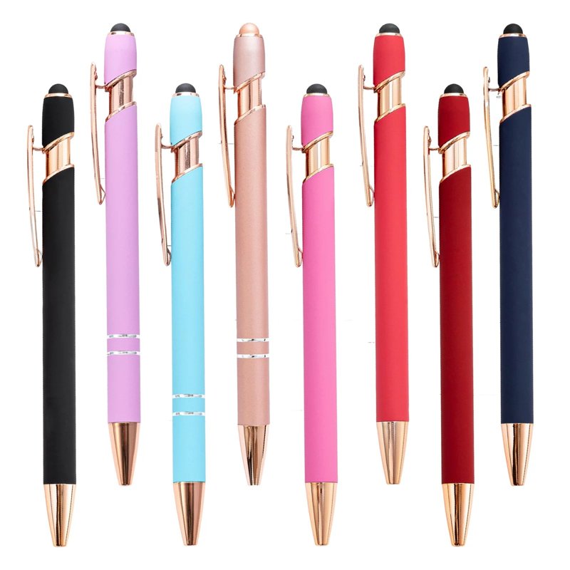 12 Pack Metal Stylus Ballpoint Pens for Women with Black Ink & Stylus Tip