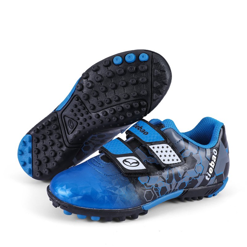 MiFeloo 6.5 Toddler Soccer Cleats Outdoor Football Shoes - Blue/Black, Hook & Loop