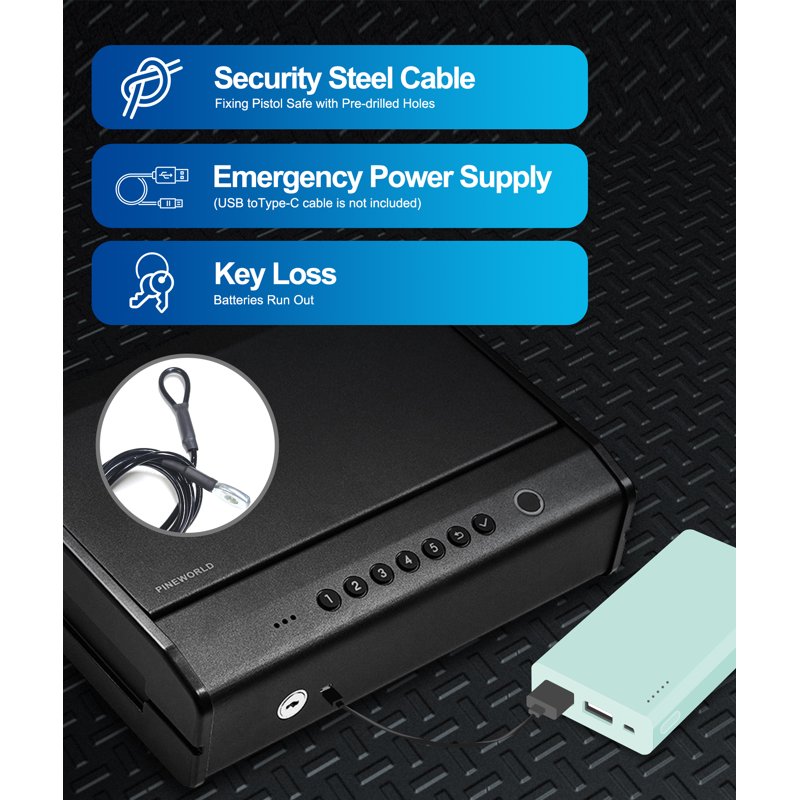 Biometric Gun Safe with Quick Access, Fingerprint, Passcode & App, Heavy Duty Pistol Lock Box