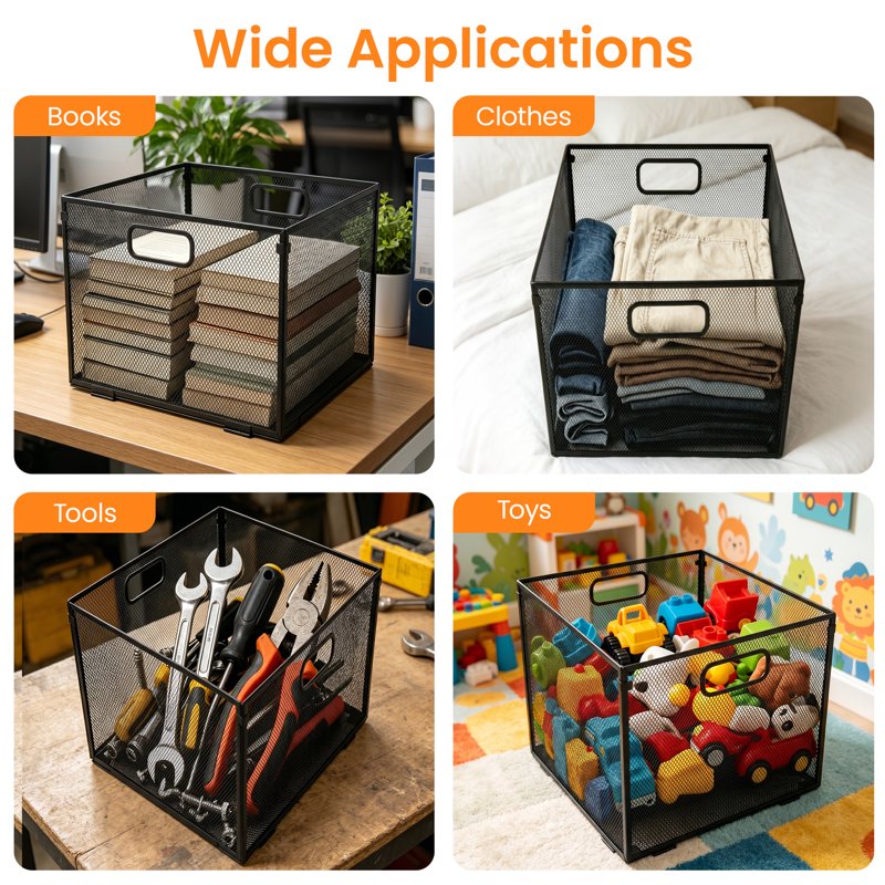 Mesh Metal Hanging File Organizer with Detachable Stackable Design - Medium