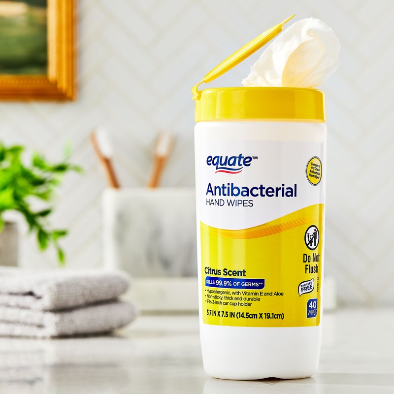 3 Pack Antibacterial Hand Wipes - Citrus Scent, 40 Wipes per Pack