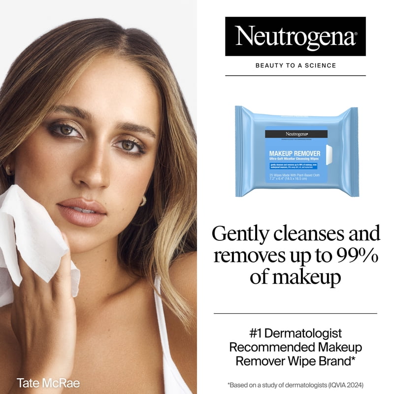 Makeup Remover Wipes - 2 Pack of 25 Count, Gentle & Waterproof Removal