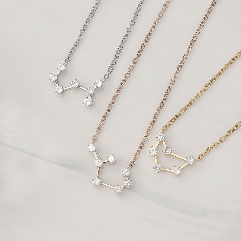 Horoscope Zodiac Necklace in Gold, Silver or Rose Gold - Constellation Pendant Jewelry